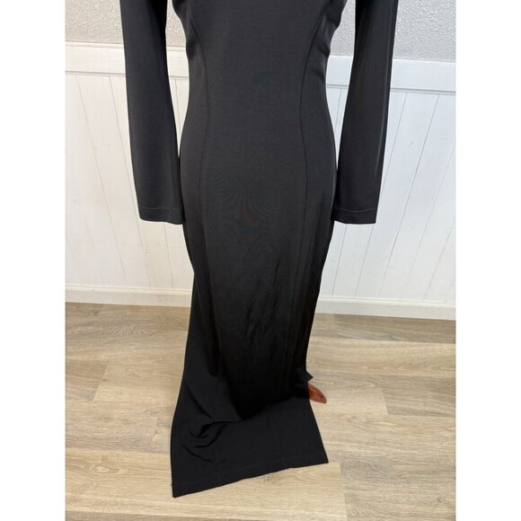 Vtg Tadashi Shoji Dress Womens Fits Sz S Black 90's Gothic Glam Square Neck Mesh - Picture 4 of 16